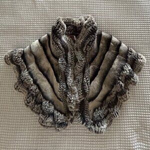 Grey and Black Elegant Cape Shawl Wrap, Made in Italy